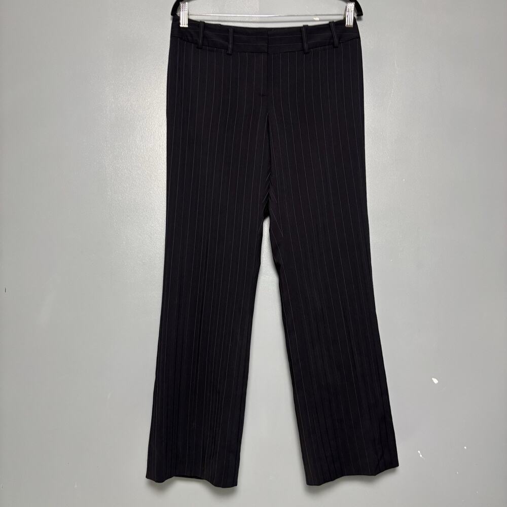 Vintage Y2K Ann Taylor Women’s Low rise Office Work Pants Stripe Wool 6 Black P